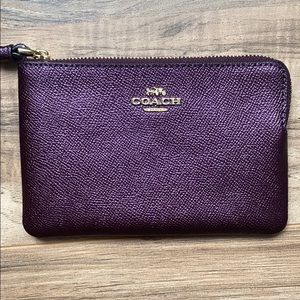 Metallic Raspberry Purple Coach Wristlet